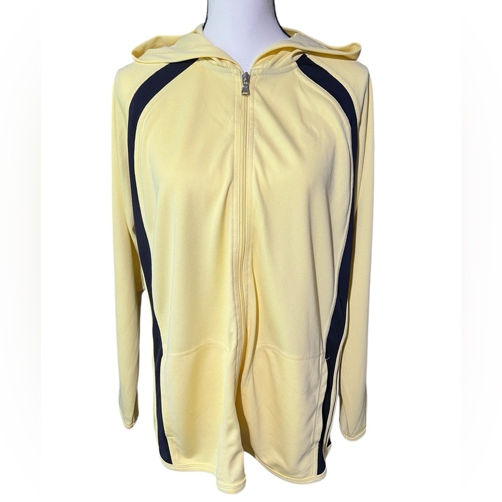 SJB Active Pale Yellow and Navy Women's Hooded Jacket, size 1X